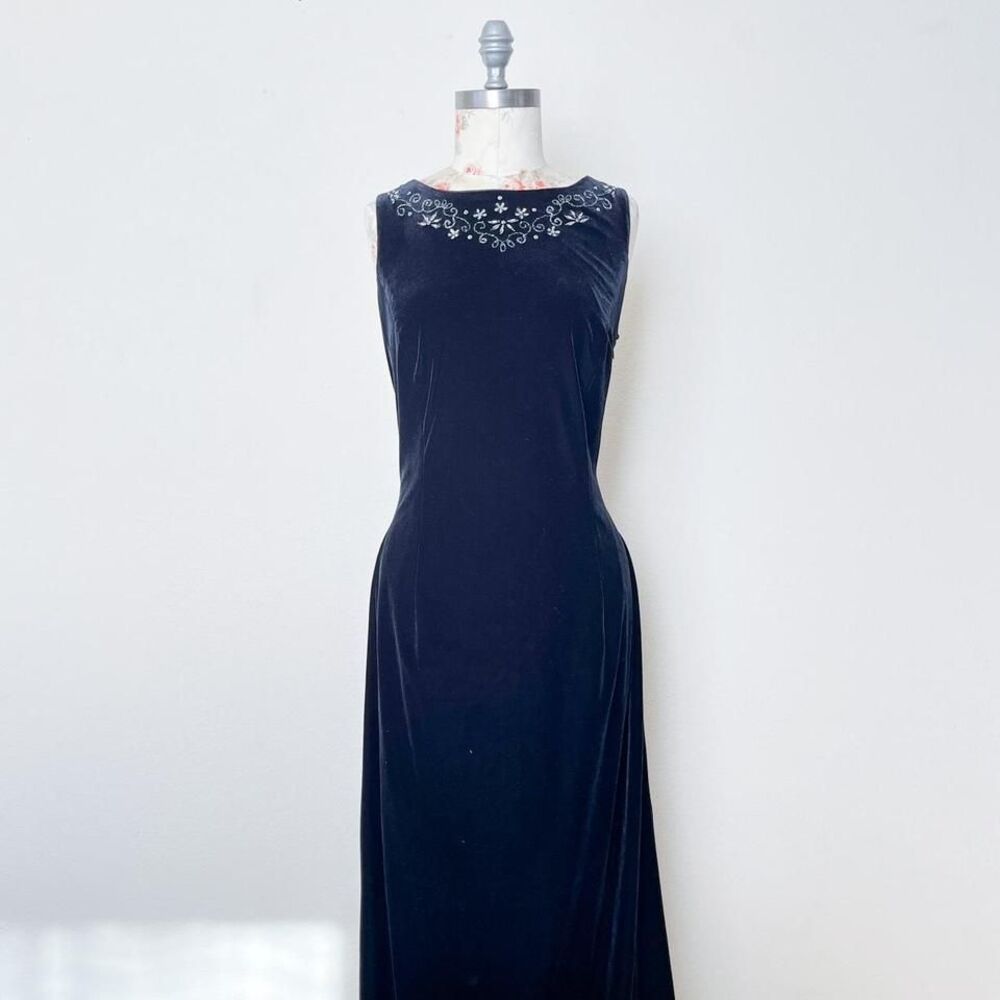dave‎ & johnny vintage black velvet whimsygoth formal maxi dress womens 14